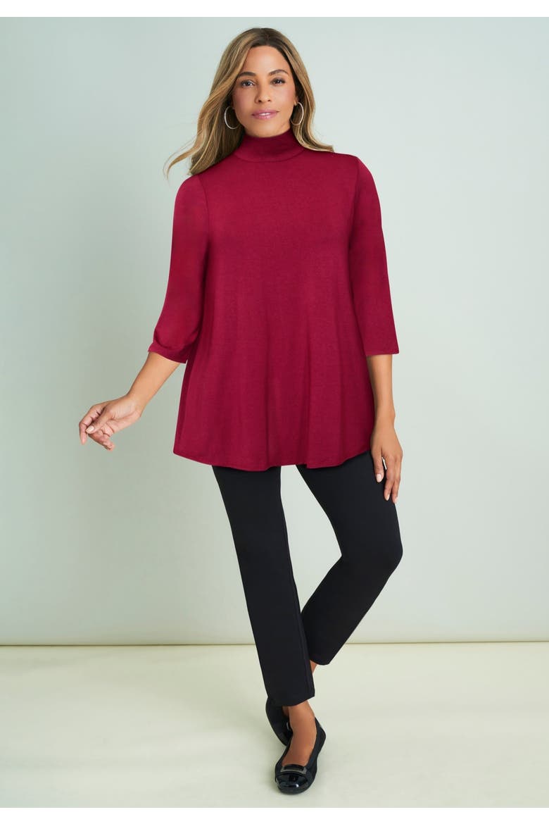 Mockneck Swing Tunic, Alternate, color, BLACK