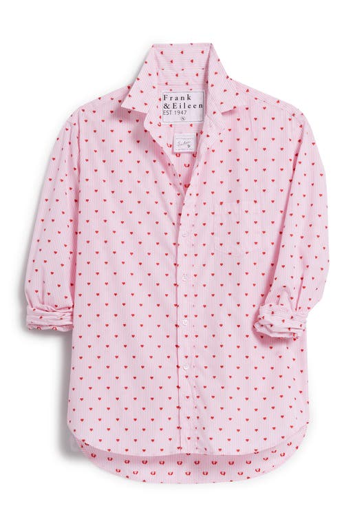 Frank & Eileen Eileen Relaxed Button-up Shirt In Pink Stripe With Red Hearts
