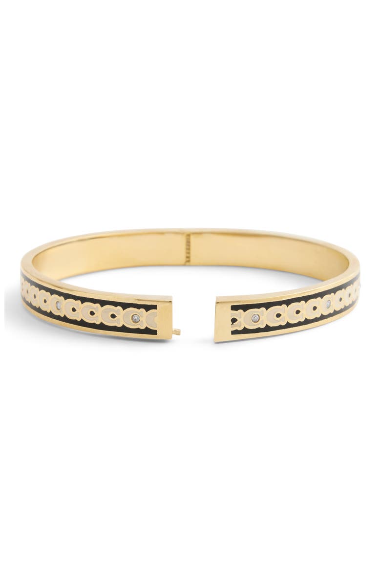 Enamel C Hinge Bracelet, Alternate, color, BLACK/ GOLD