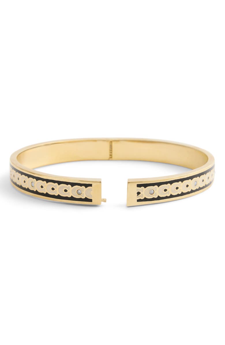 COACH Enamel C Hinge Bracelet, Alternate, color, Black/ Gold