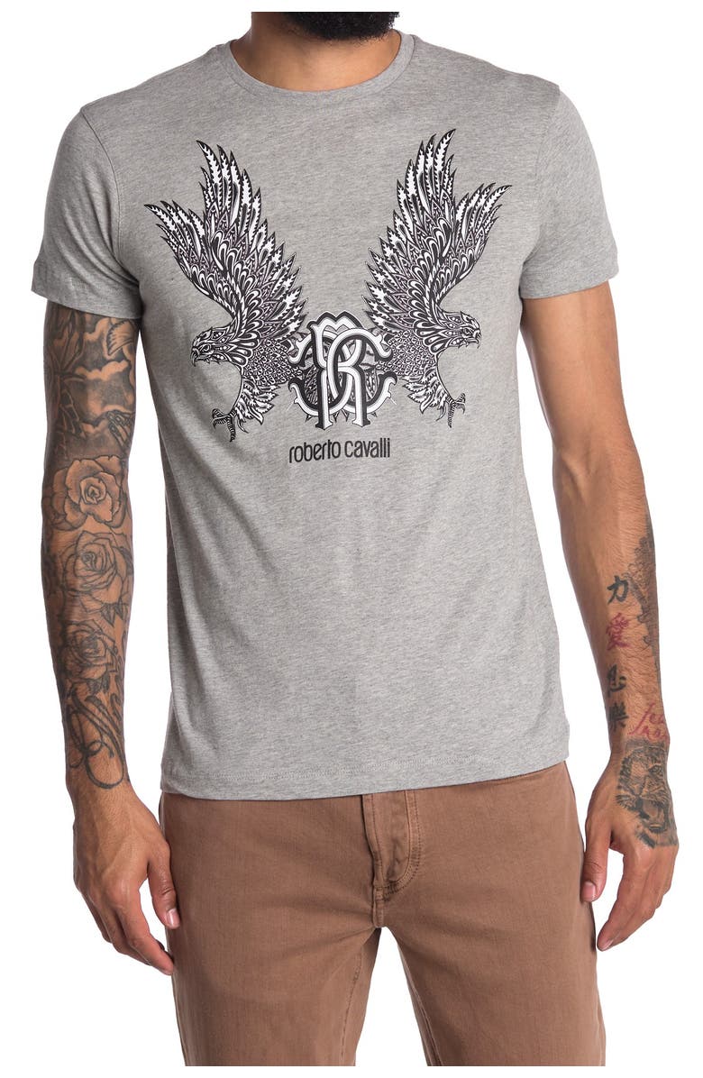 Roberto Cavalli Griffin Crew Neck Graphic T-Shirt, Main, color, 