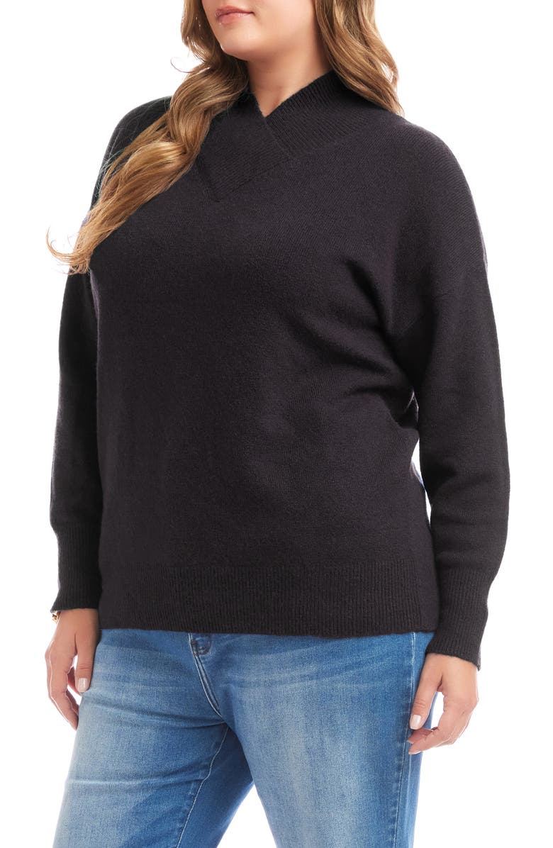 Karen Kane Crossover Collar Sweater, Alternate, color, Black