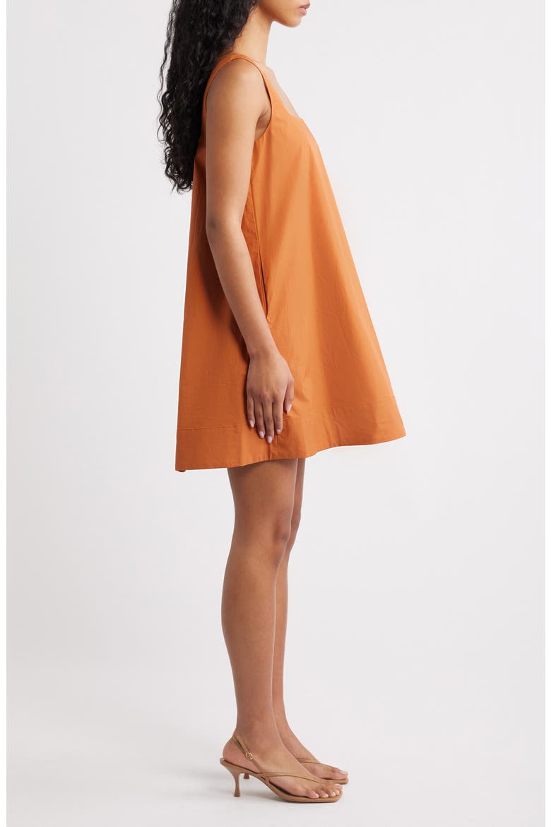 Kora Trapeze Cotton Minidress, Alternate, color, BROWN