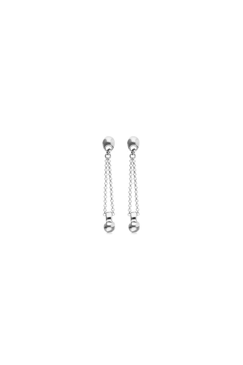 Sterling Silver-Plated Earrings with Long Chain and Dial Detail, Alternate, color, Silver