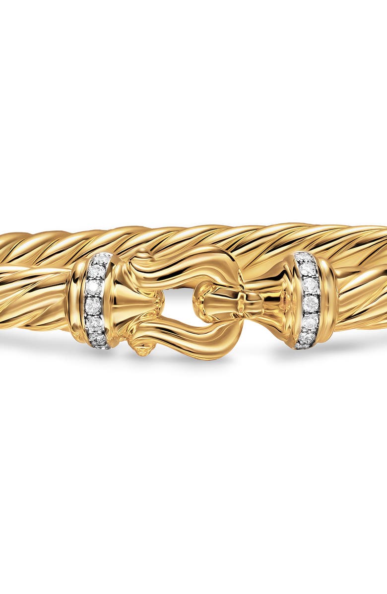 David Yurman Buckle Cablespira<sup>®</sup> Bracelet Bracelet in 18K Yellow Gold with Diamonds, 6mm, Alternate, color, Gold