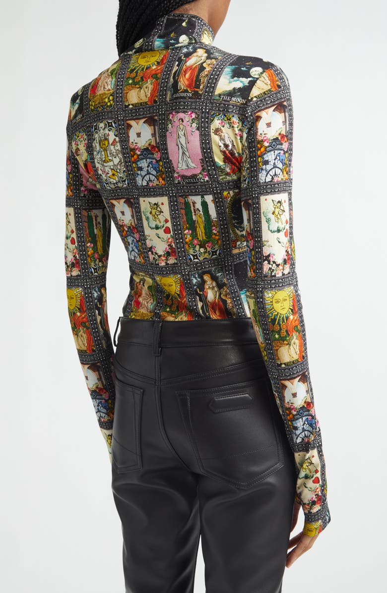 Alice + Olivia Delaina Enchanted Tarot Mock Neck Jersey Top, Alternate, color, Enchanted Tarot