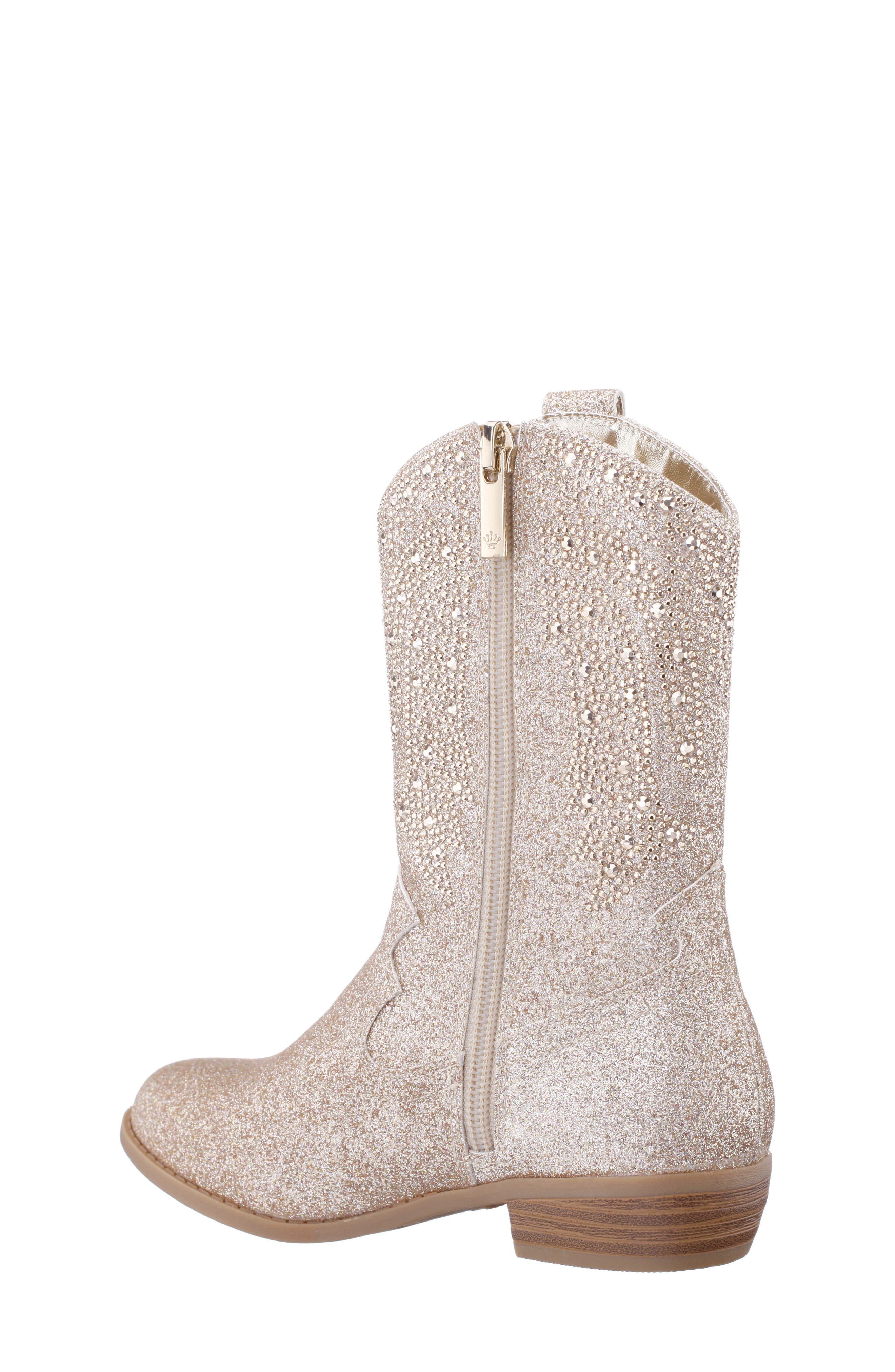 Nina Kids' Hawley Western Boot, Alternate, color, Gold Glitter Stones