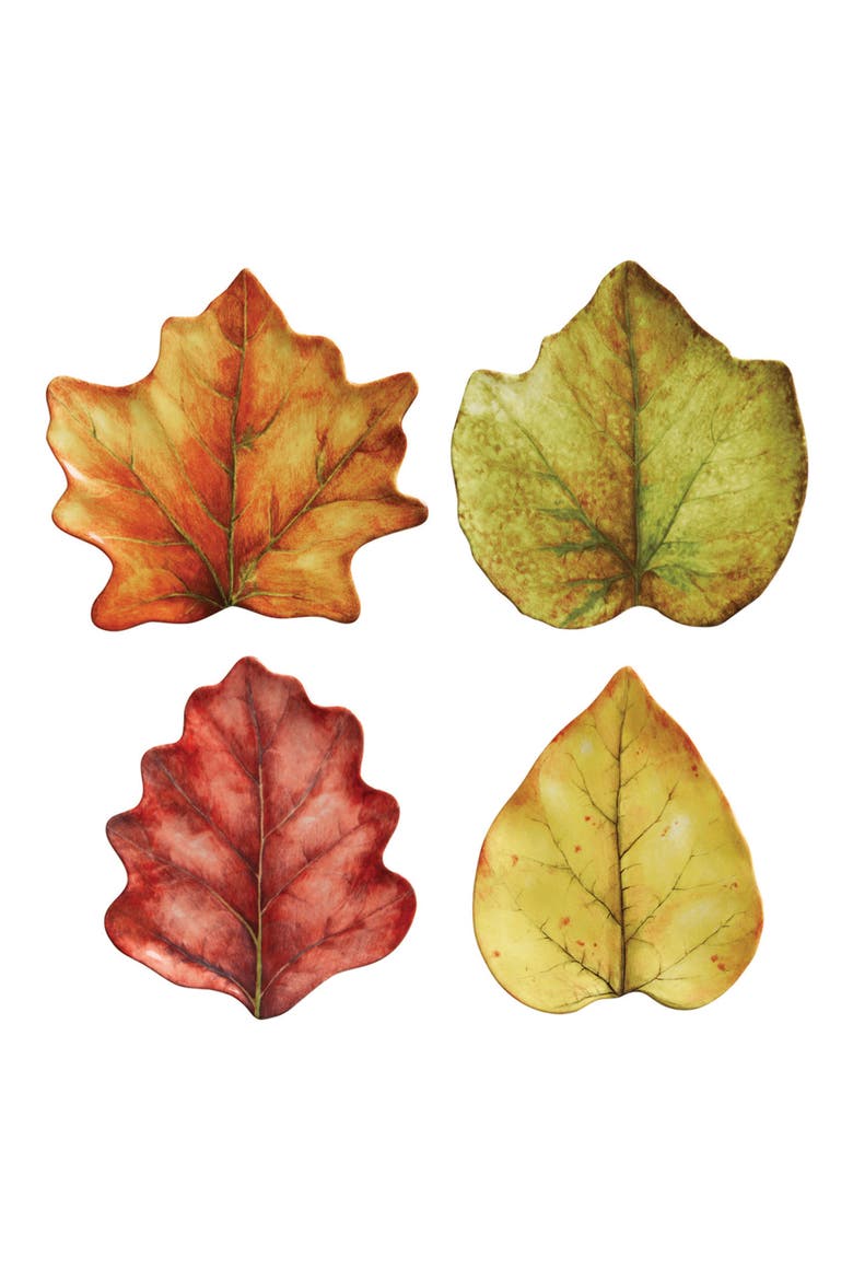 Forest Walk Set of 4 Leaf Plates, Main, color, CAFE AU LAIT