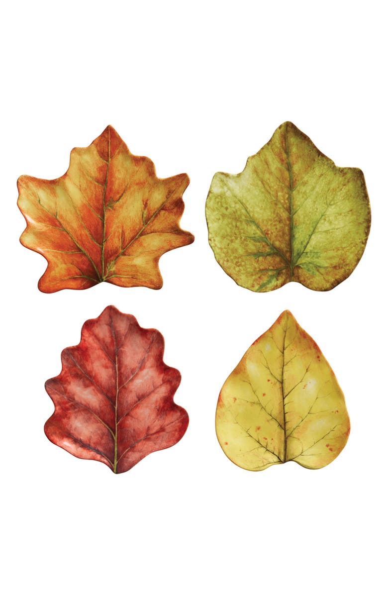 Juliska Forest Walk Set of 4 Leaf Plates, Main, color, Cafe Au Lait