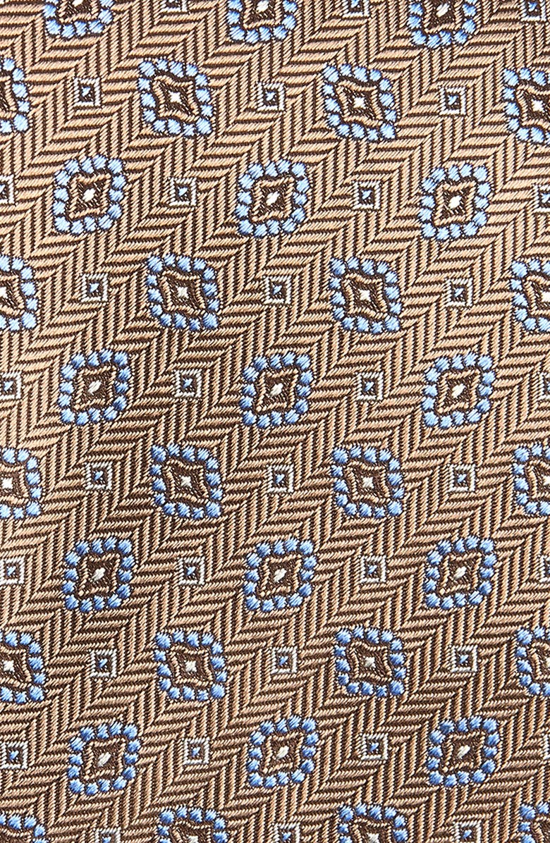 David Donahue Geometric Jacquard Silk Herringbone Tie, Alternate, color, Chocolate