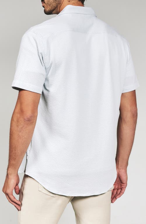 7 Diamonds Keaton Stripe Seersucker Short Sleeve Button-up Shirt In Blue