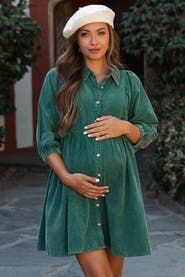 PinkBlush Corduroy Button Down Collared Dress