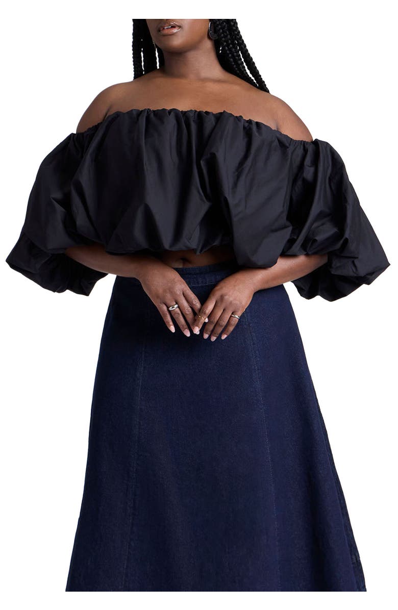 ELOQUII Bubble Top, Main, color, Black Onyx