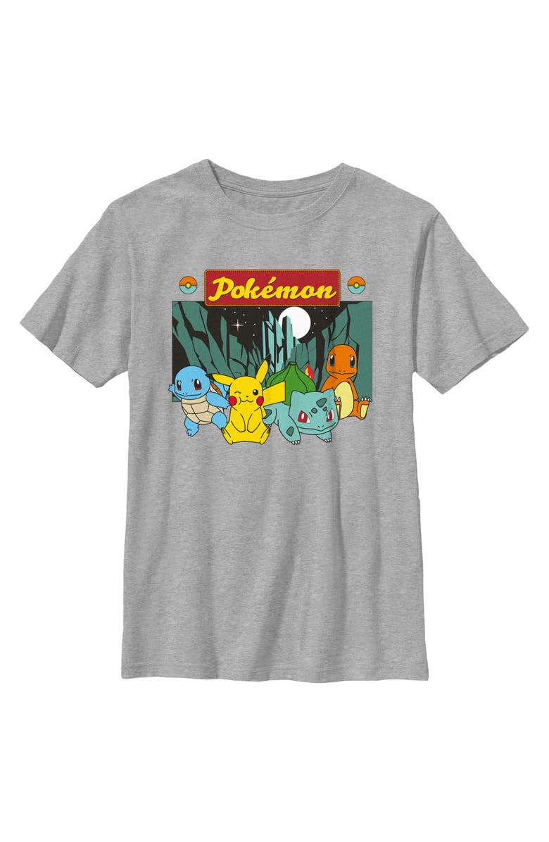 POKEMON Boy's Pokemon Starters Portrait  Graphic T-Shirt, Main, color, Athletic Heather
