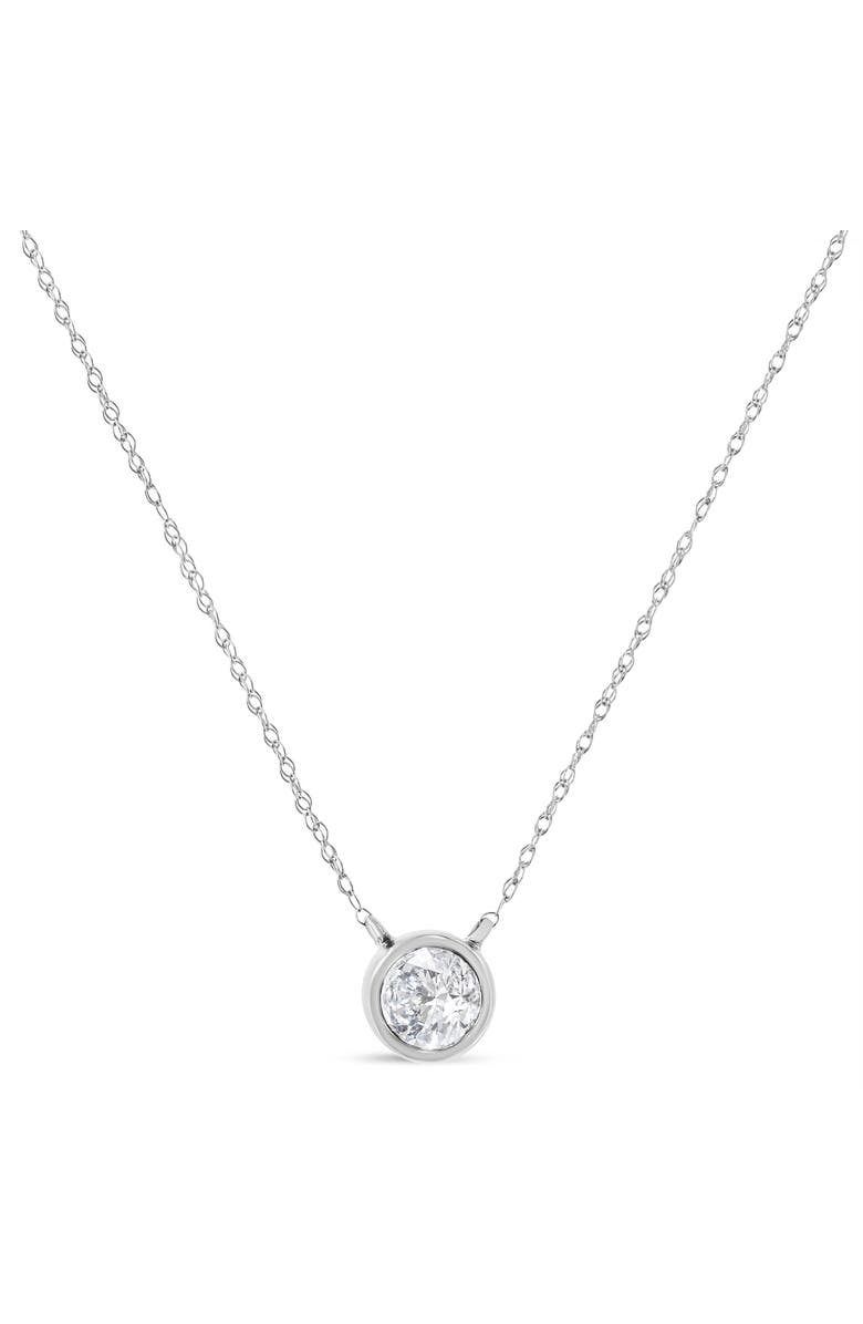 Haus of Brilliance 14K White Gold 1/2 Cttw Lab Grown Diamond Modern Bezel-Set Solitaire 16"-18" Pendant Necklace, Alternate, color, White