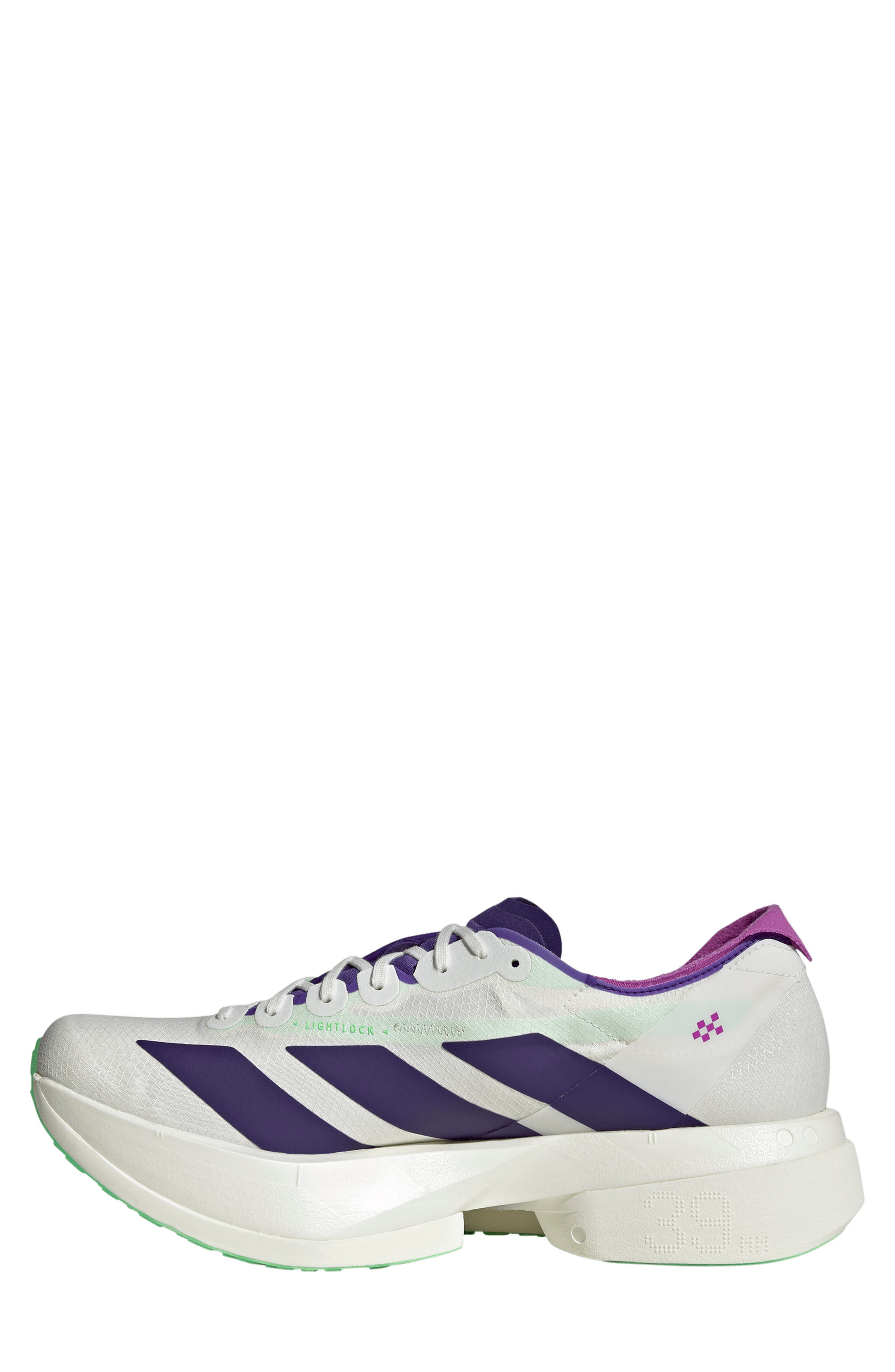 adidas Adizero Adios Pro 4 Racing Shoe, Alternate, color, White/ Purple/Lime Burst