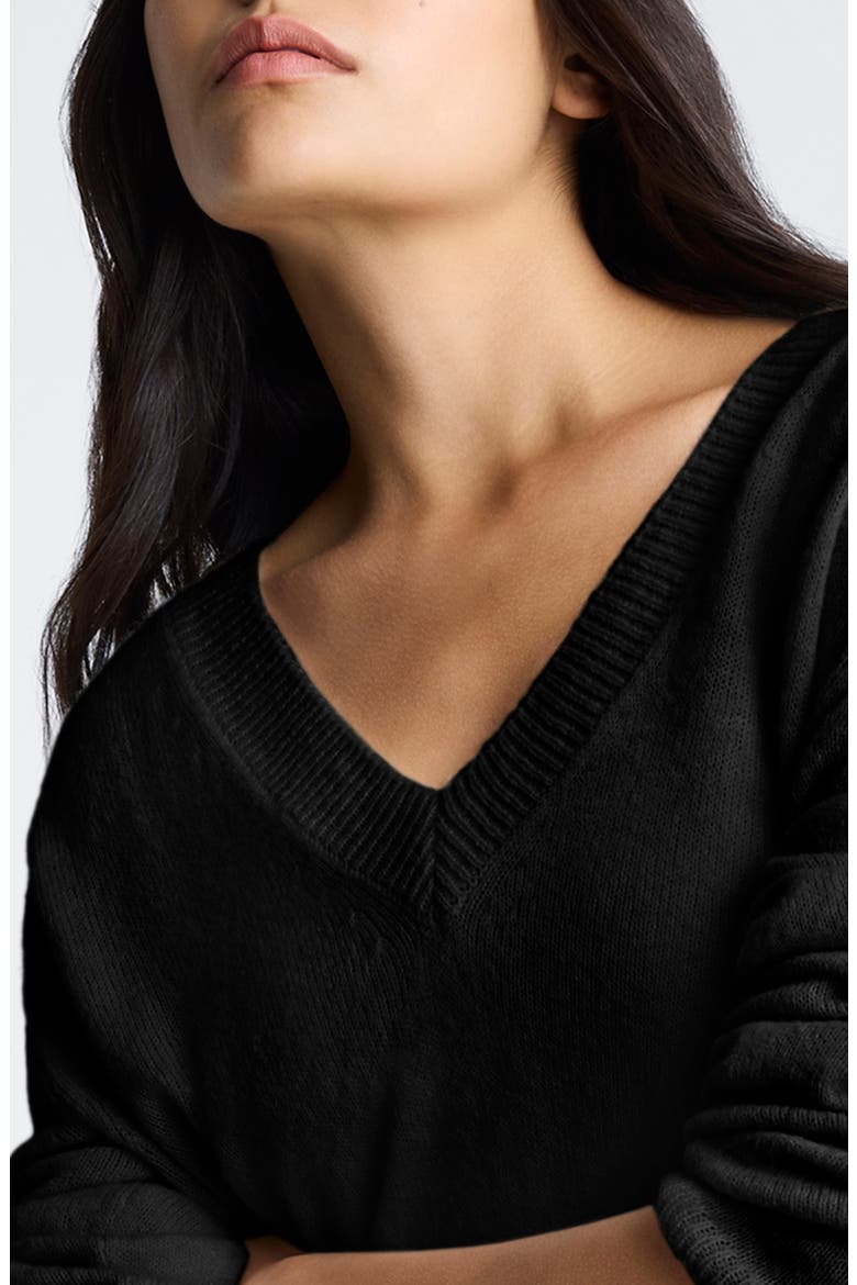 Oversize V-Neck Sweater, Alternate, color, BLACK