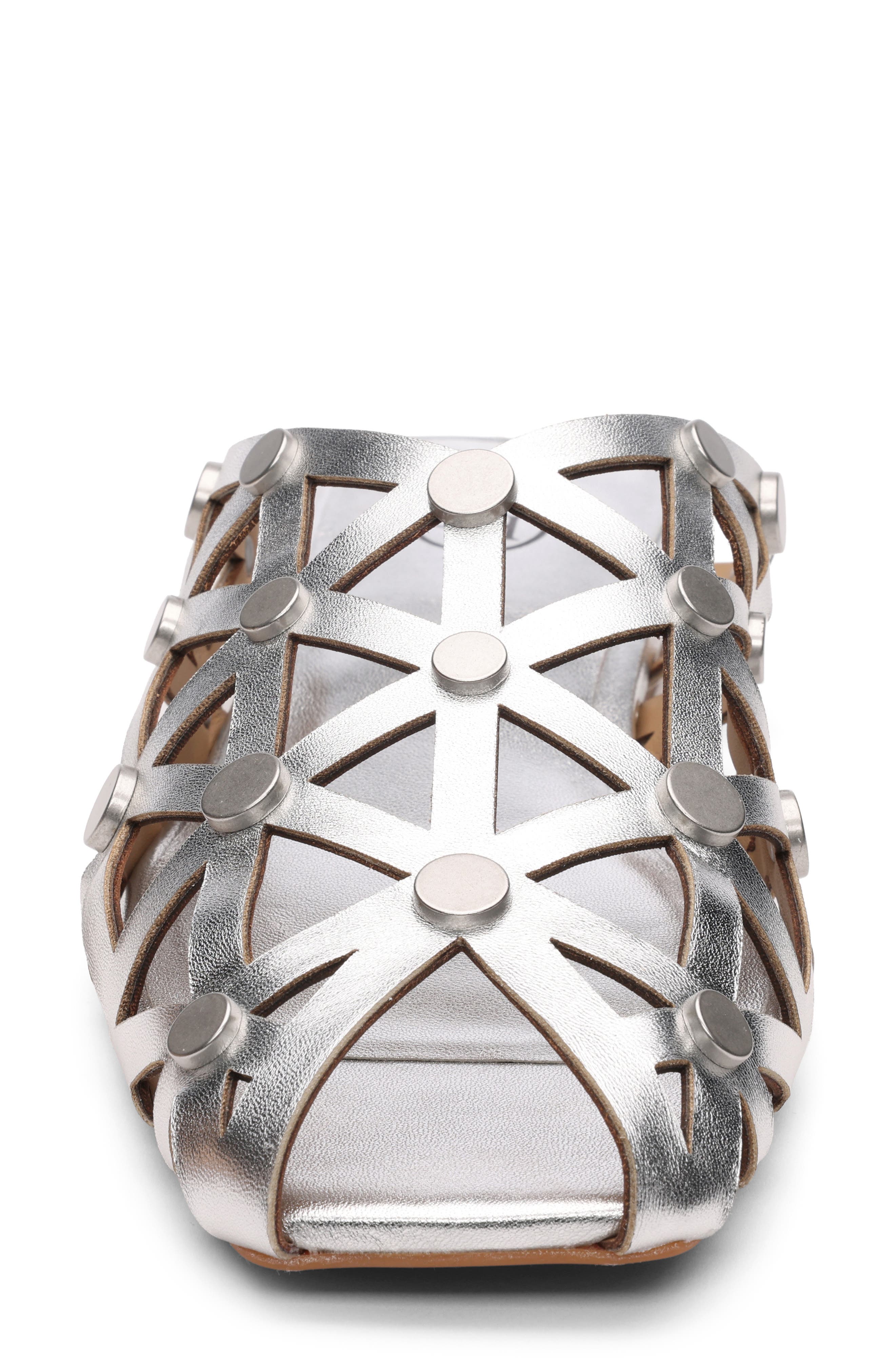 Bone Studded Cutout Slide Sandal, Alternate, color, SILVER