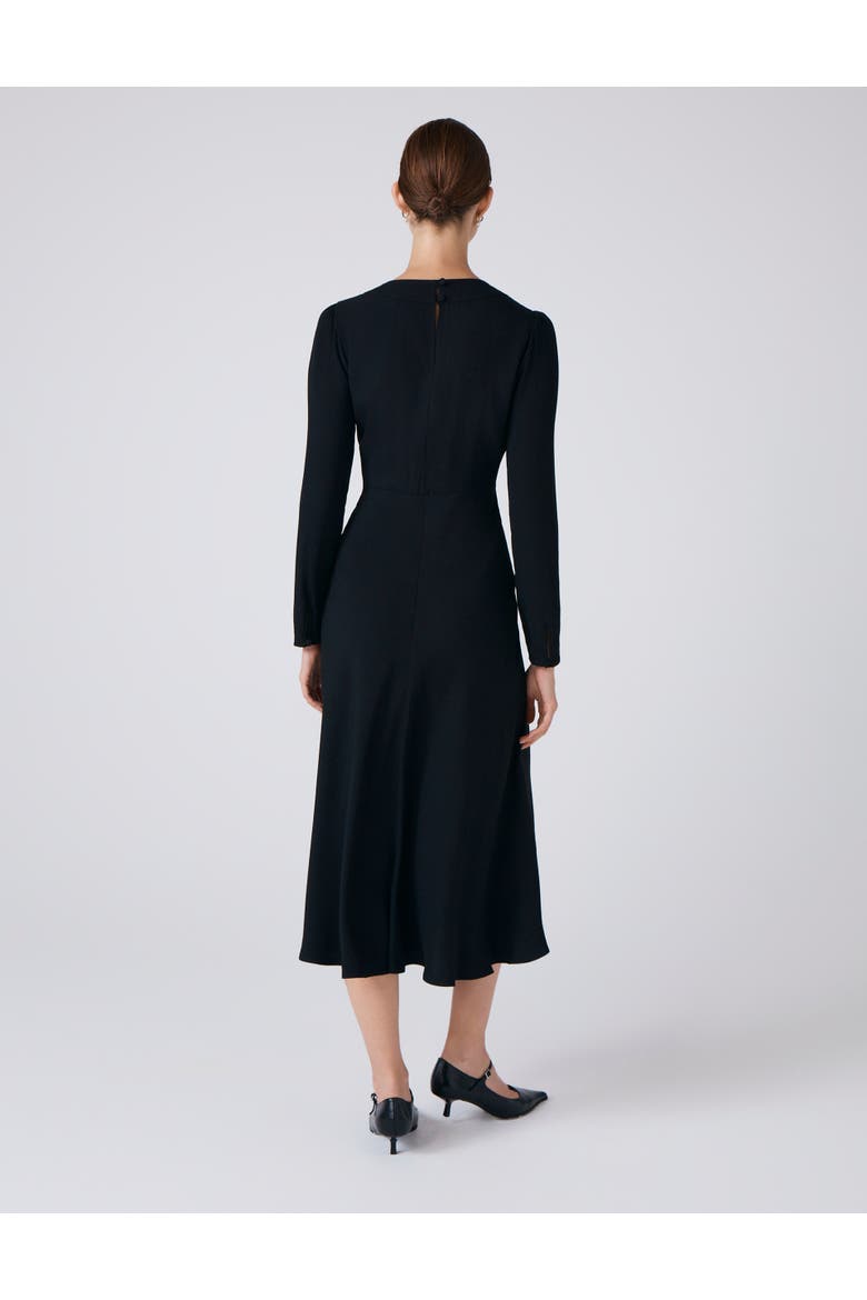 Cora Crepe Tie Front Midi Dress, Alternate, color, Black