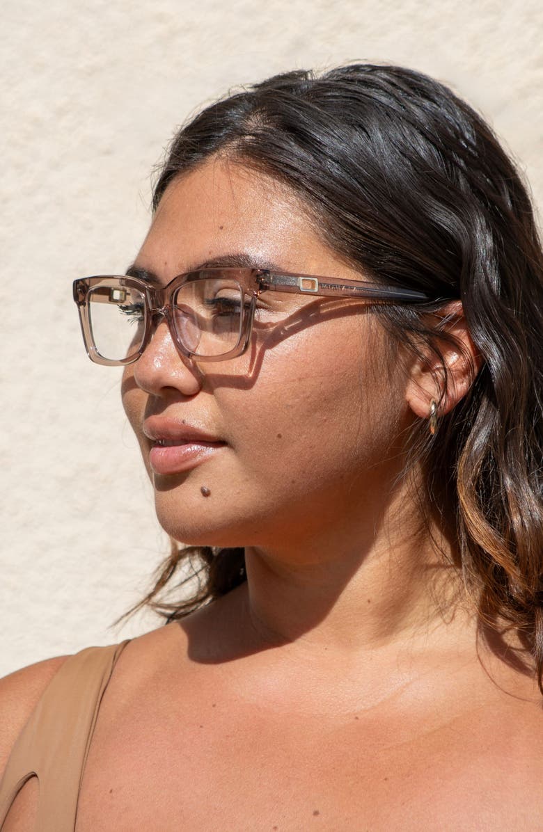 Mohala Eyewear Hapuna 52mm Low Nose Bridge Wide Width Square Optical Glasses, Alternate, color, Shell / Clear Lenses