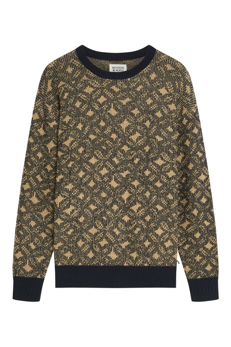 Jacquard Sweater, Alternate, color, TILES FLOWER DIJON/SKY CAPTAIN
