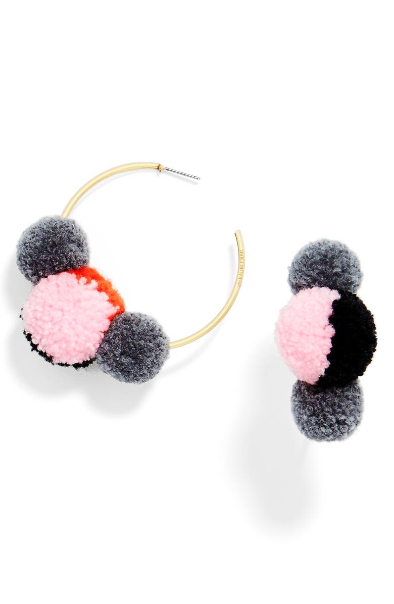 BaubleBar Maui Pompom Hoops, Main, color, 