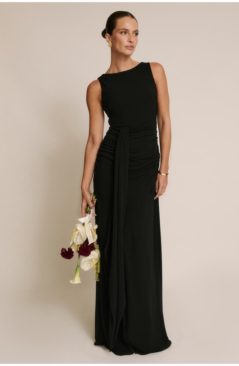 Six Stories Drape Gathered Sleeveless Stretch, Alternate, color, Black