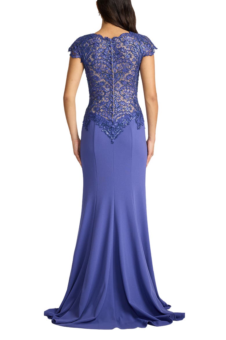 Embroidered Detail Cotton Blend Body-Con Gown, Alternate, color, VIOLET/ NUDE