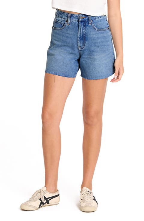 Riley Raw Hem High Waist Denim Shorts (Black Water)