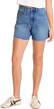 Billabong Riley Raw Hem High Waist Denim Shorts