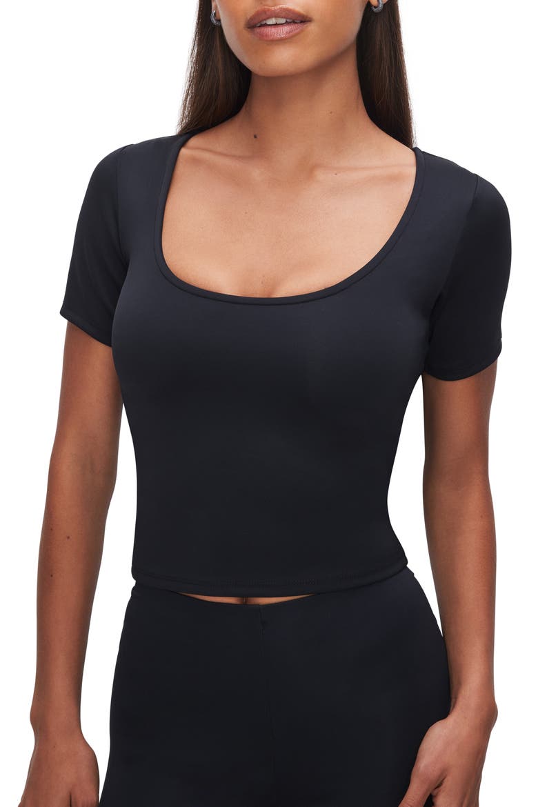 Sculpting Scoop Crop Tee, Main, color, BLACK001