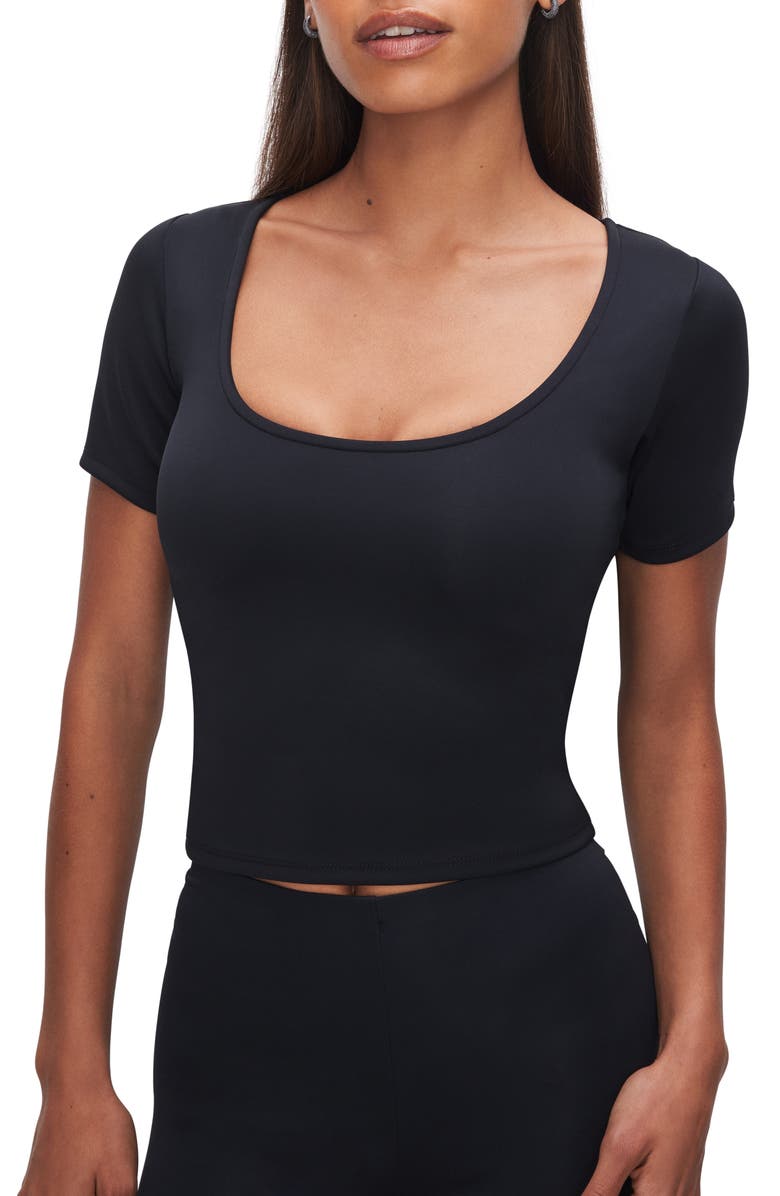 Good American Sculpting Scoop Crop Tee, Main, color, Black001