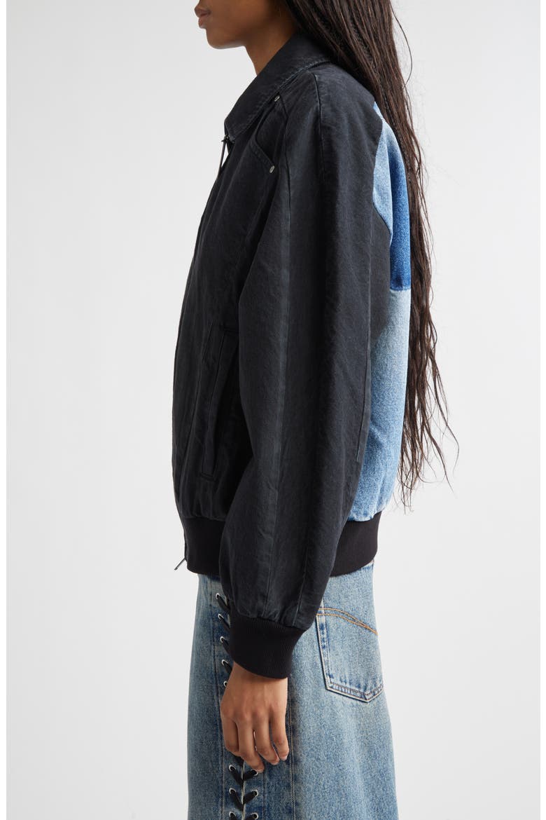 Patchwork Denim Bomber Jacket, Alternate, color, PATCHWORK DENIM