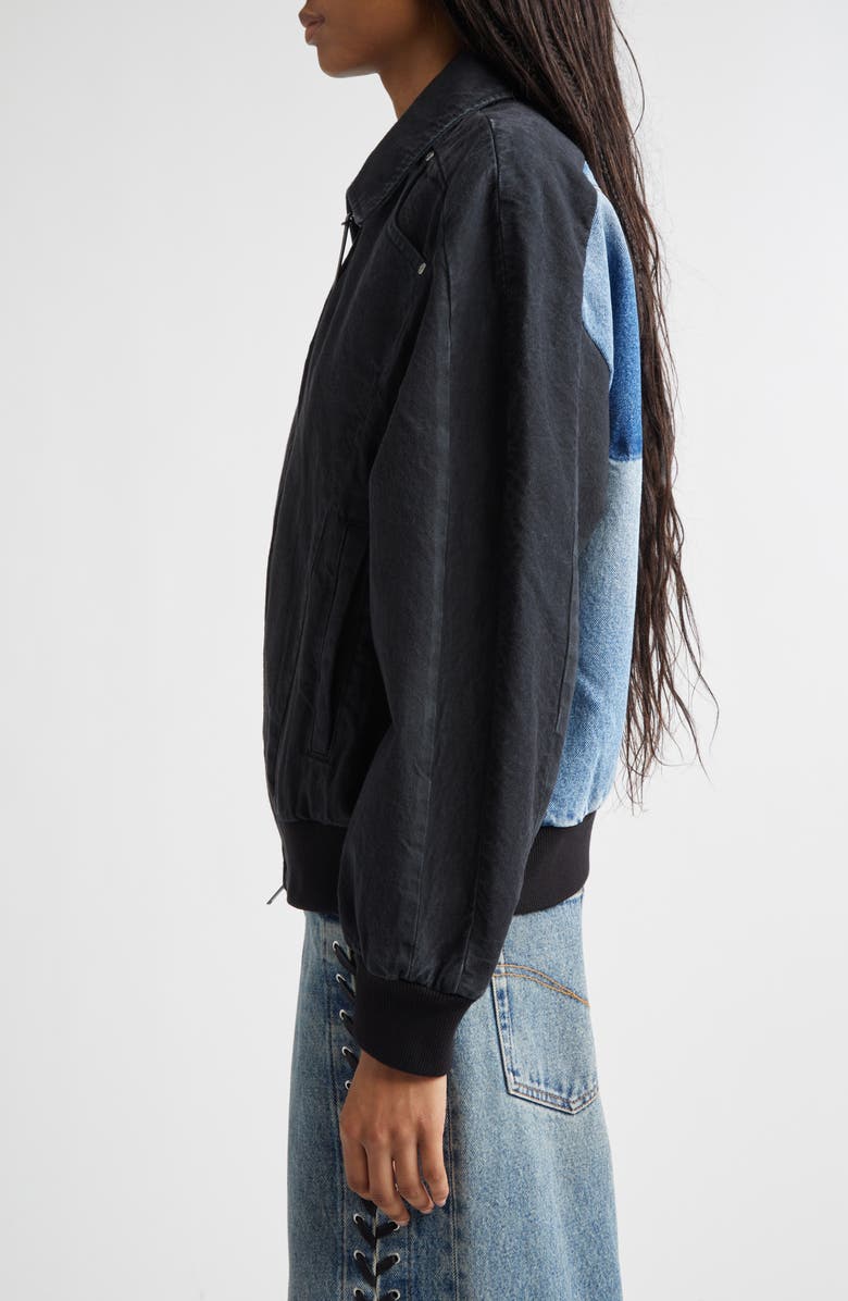 Stella McCartney Patchwork Denim Bomber Jacket, Alternate, color, Patchwork Denim