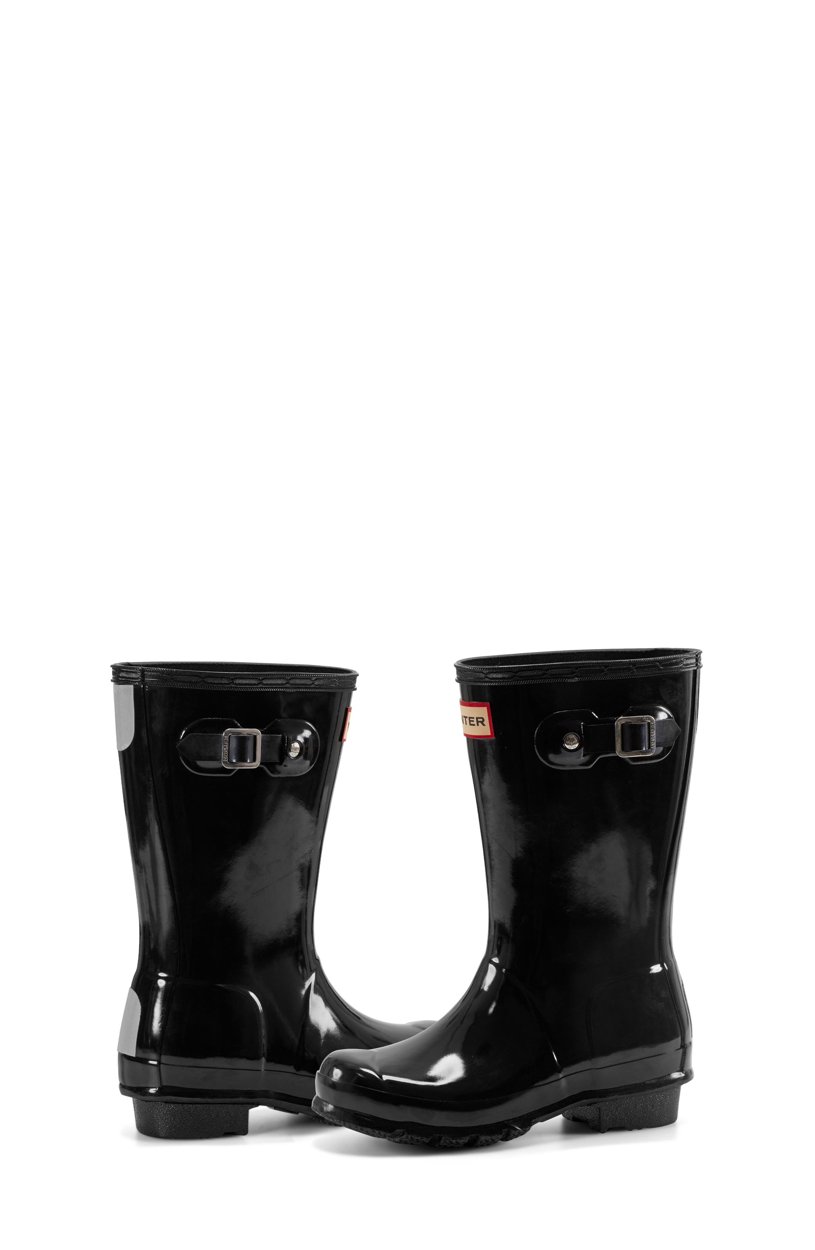 Hunter Kids
 Original Gloss Waterproof Rain Boot, Alternate, color, Black