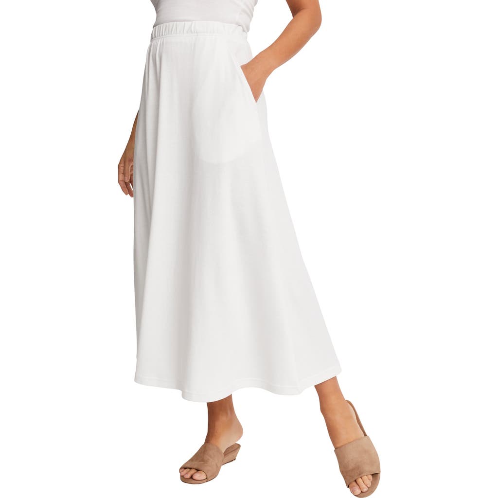 Jessica London Soft Ease Midi Skirt In White