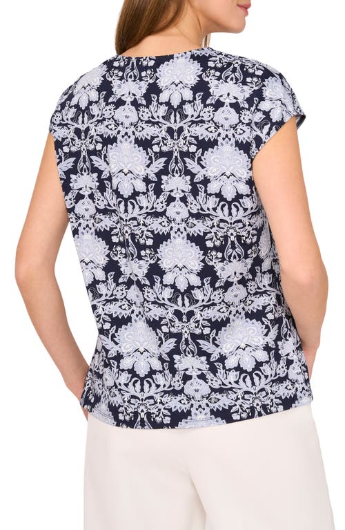 Halogen ® Print V-neck Dolman Sleeve Knit Shirt In Classic Navy Paisley