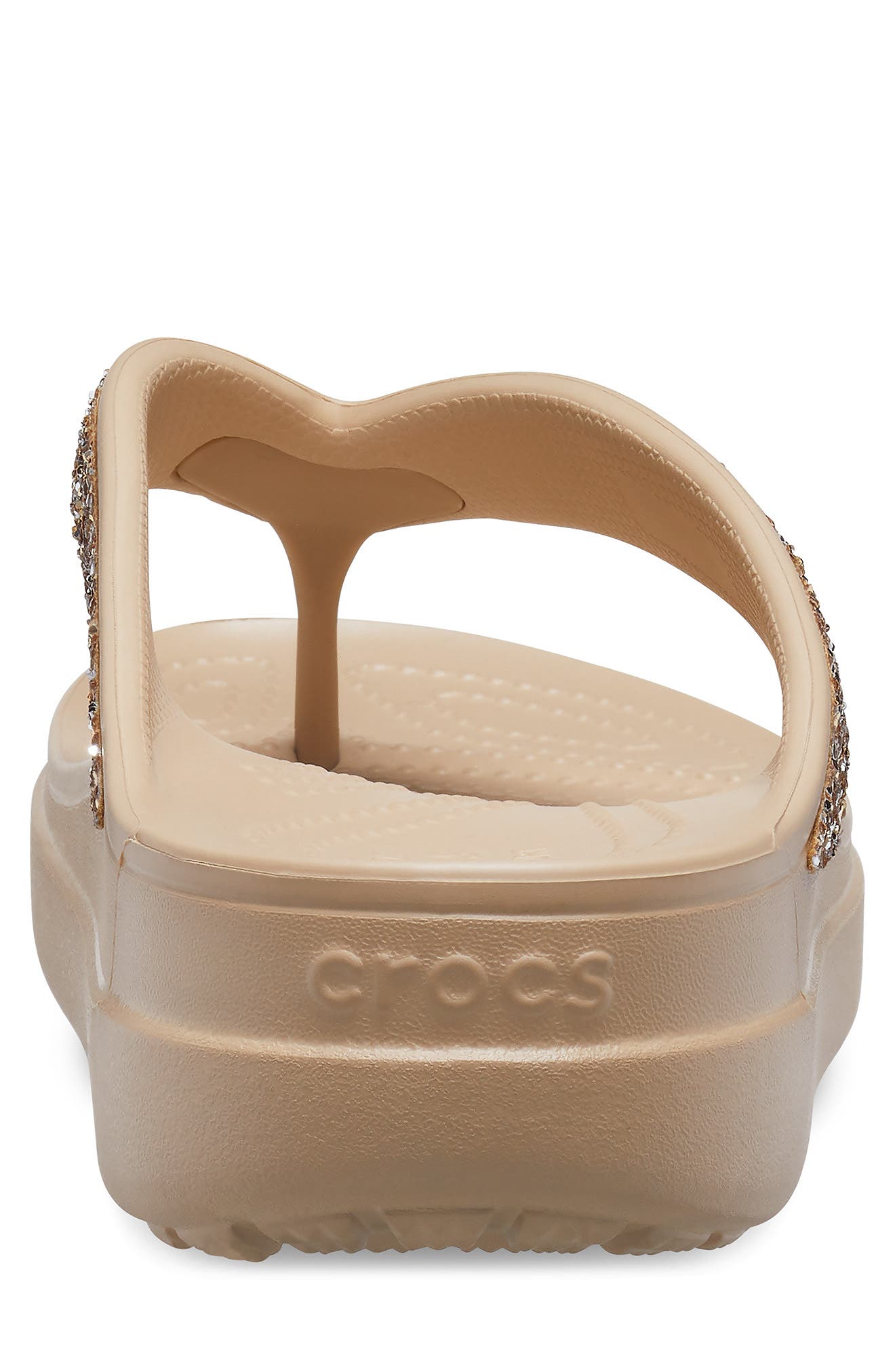 CROCS Sloane Glitter Platform Flip-Flop Sandal, Alternate, color, Chai/ Gold