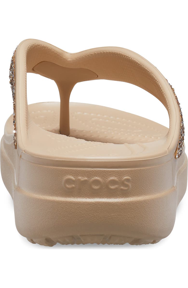 CROCS Sloane Glitter Platform Flip-Flop Sandal, Alternate, color, Chai/ Gold