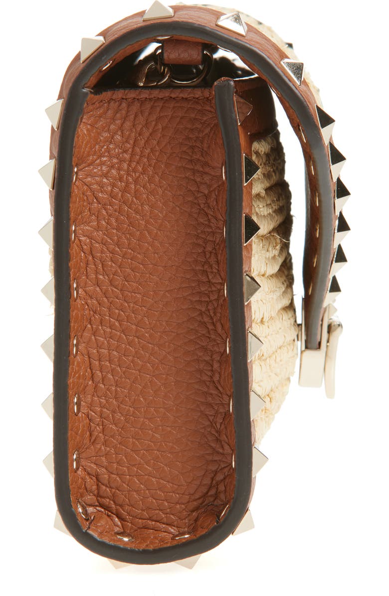 Valentino Garavani Mini Rockstud Raffia Crochet Shoulder Bag, Alternate, color, Natural