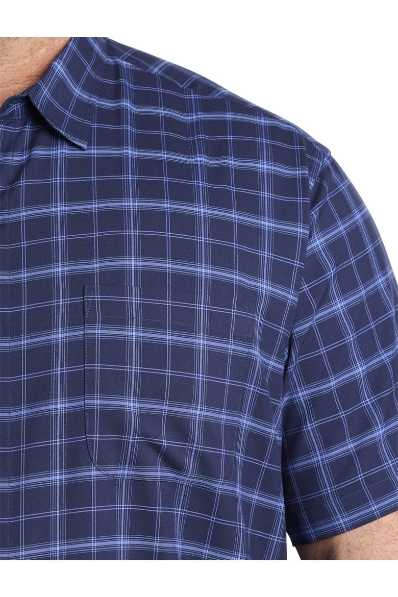 Big & Tall Microfiber Medium Plaid Sport Shirt, Alternate, color, NAVY BLUE