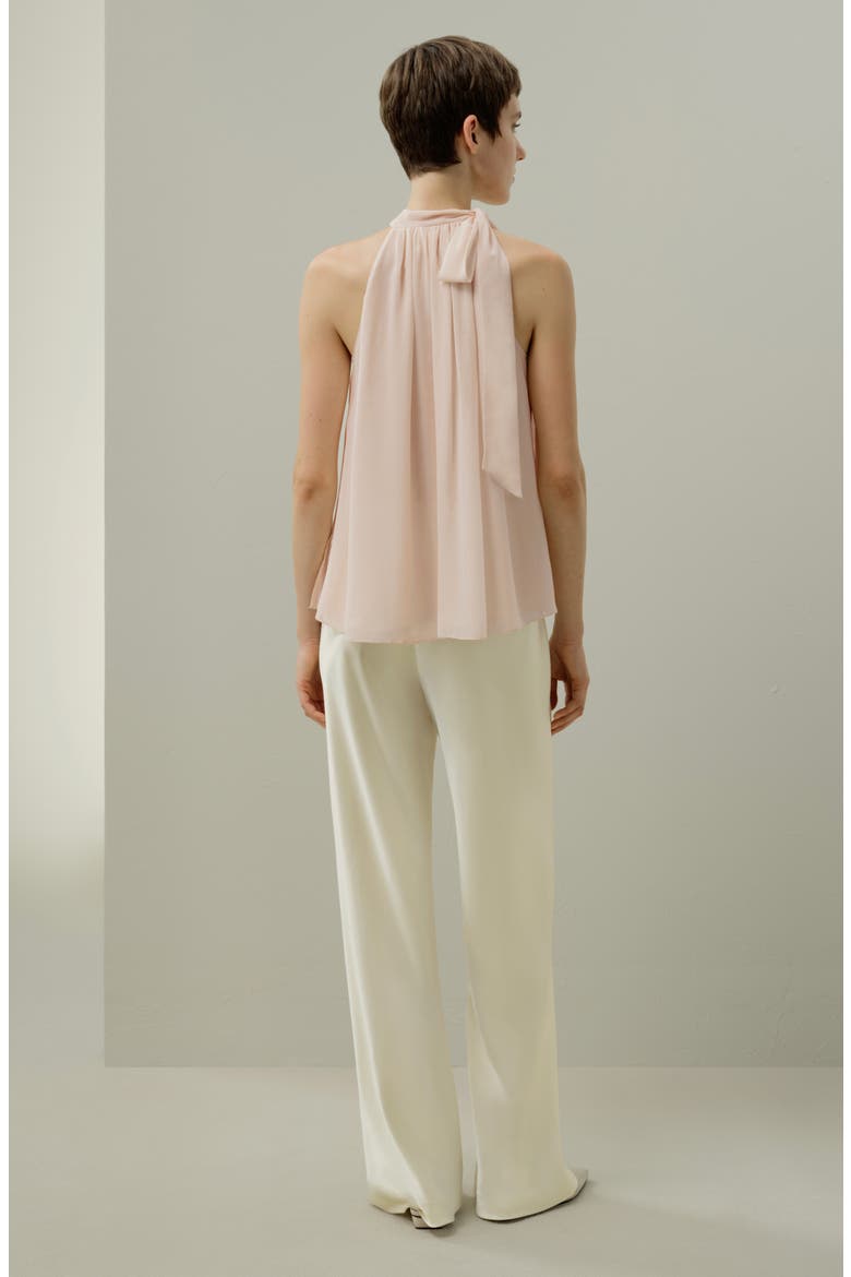 Women's Silk Georgette Tie-Neck Blouse, Alternate, color, Dusty Pink