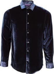 Lords of Harlech Ned Button-Up Velvet Shirt