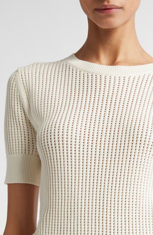 Max Mara Studio Ebbri Open Stitch Short Sleeve Sweater In White