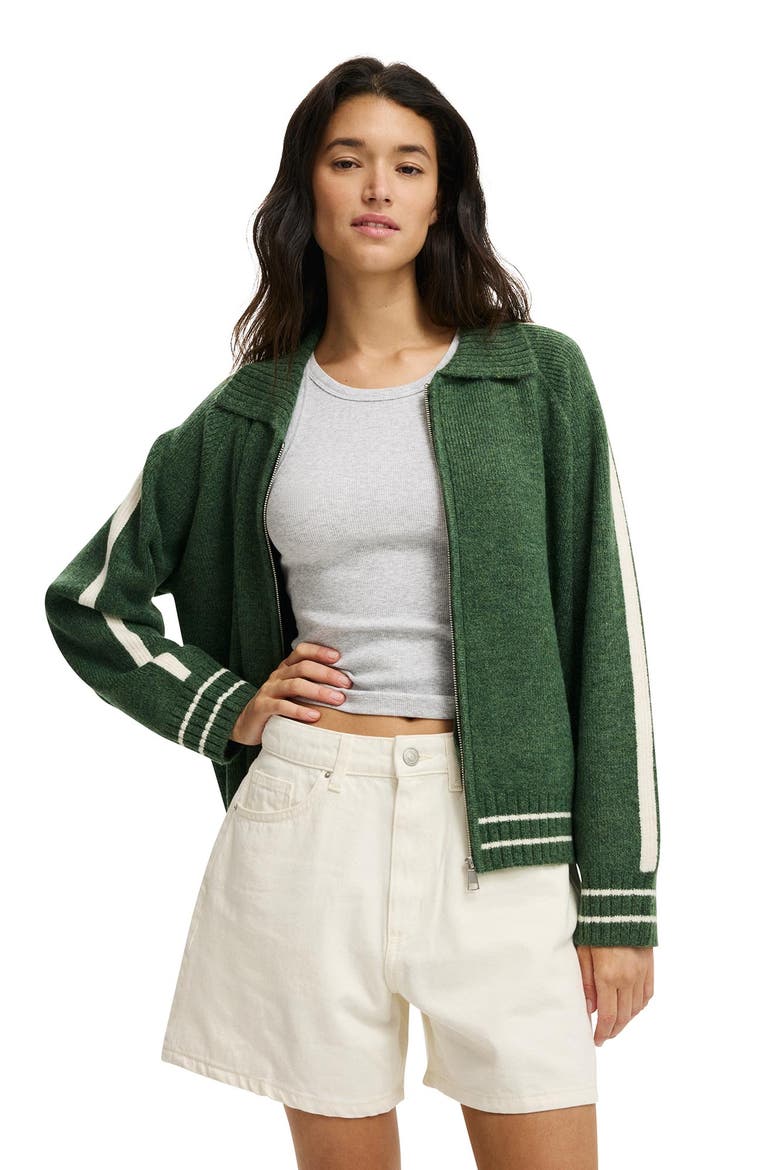 Women's Knit Bomber, Main, color, Treetop Green