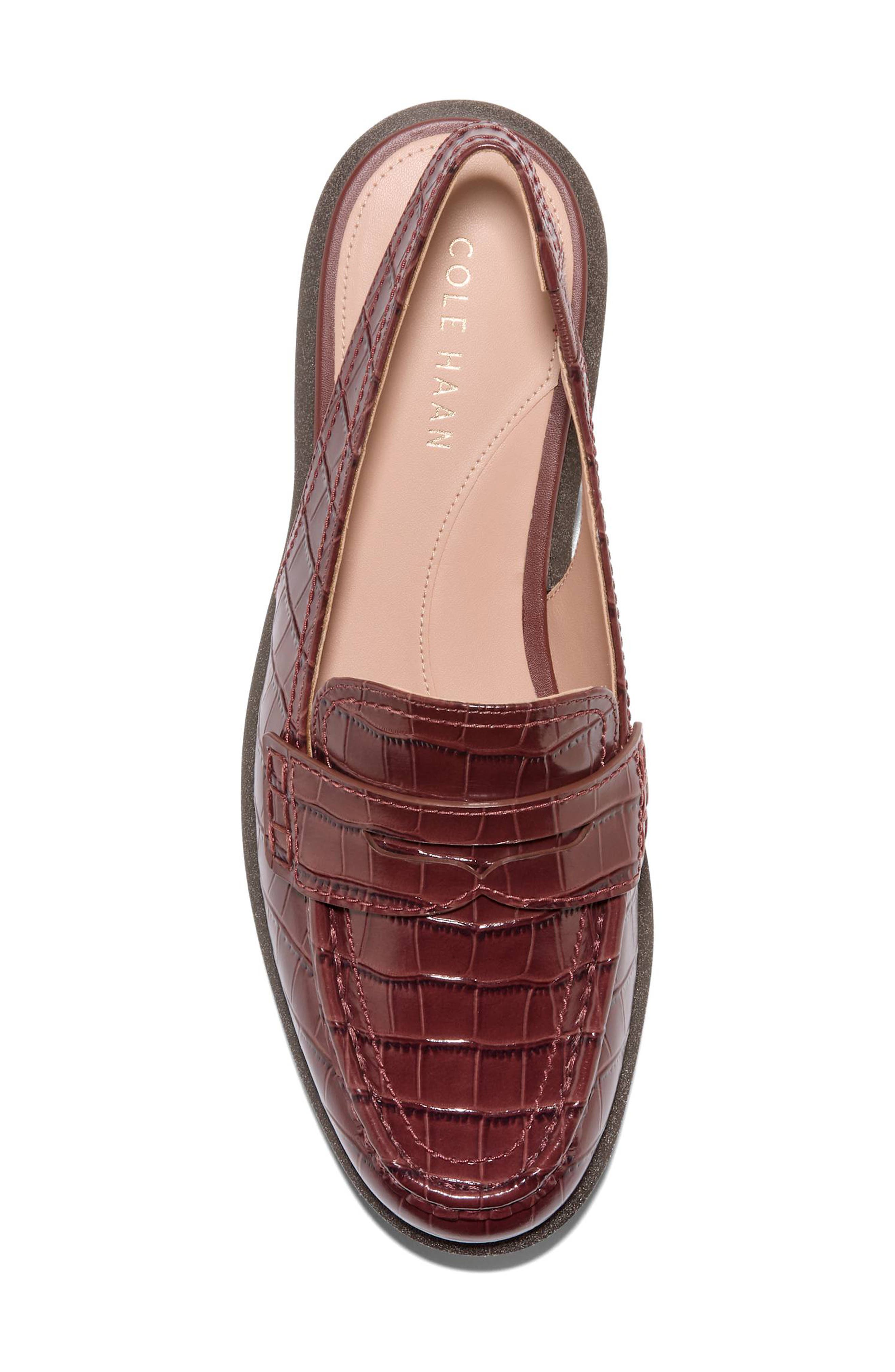 Gwendolyn Slingback Penny Loafer, Alternate, color, MAHOGANY CROC PRINT LEATHER