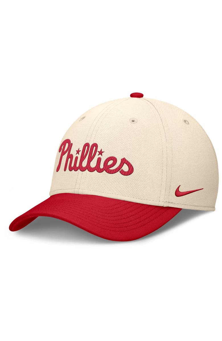 Nike Men's Nike Natural/Red Philadelphia Phillies Statement Rise Performance Flex Hat, Main, color,