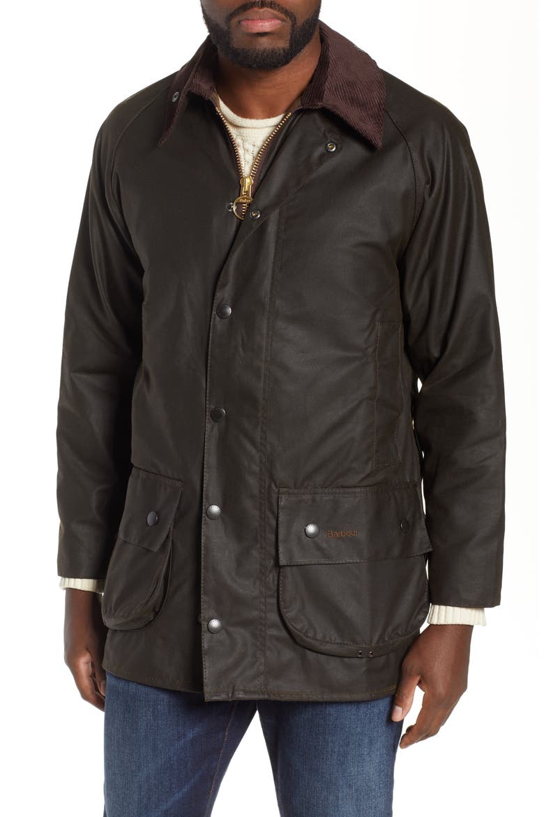 'Classic Beaufort' Relaxed Fit Waxed Cotton Jacket, Alternate, color, OLIVE