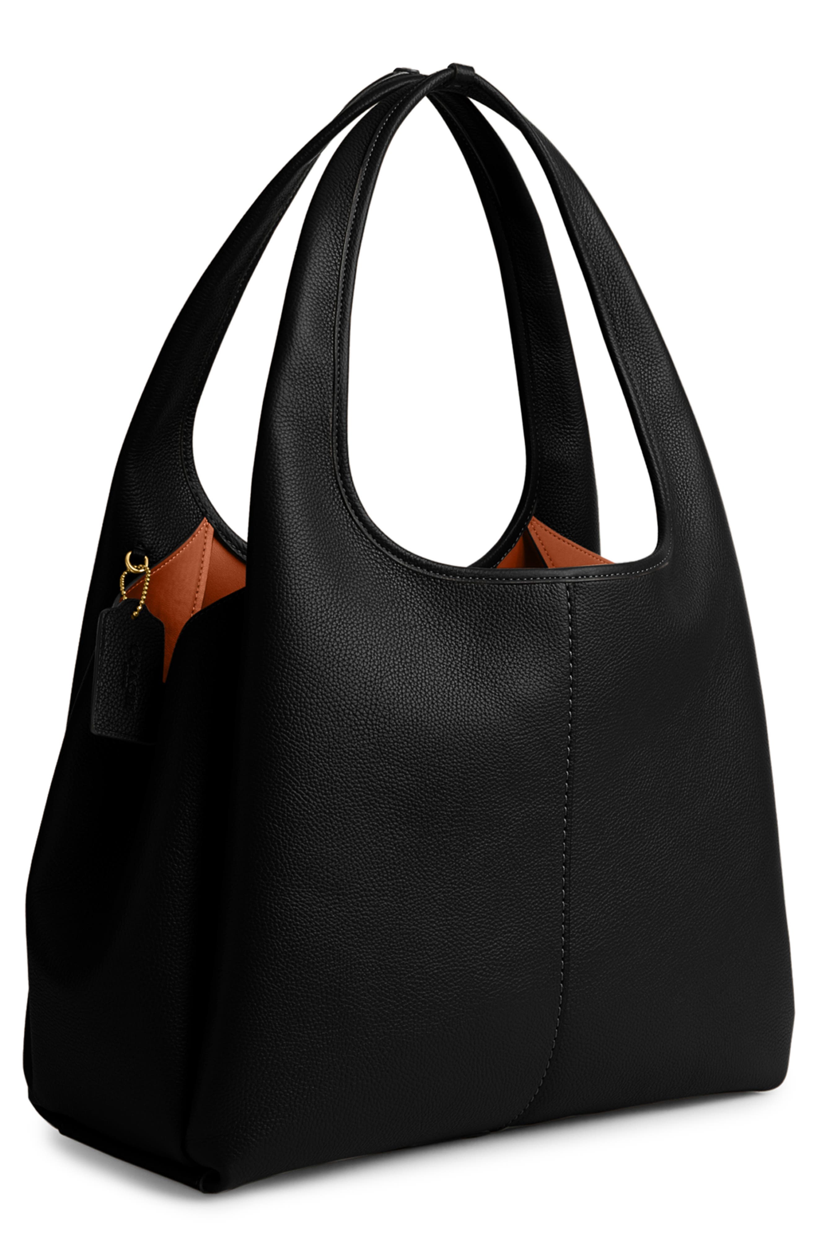 COACH Lana Polished Pebble Leather Shoulder Bag, Alternate, color, Black