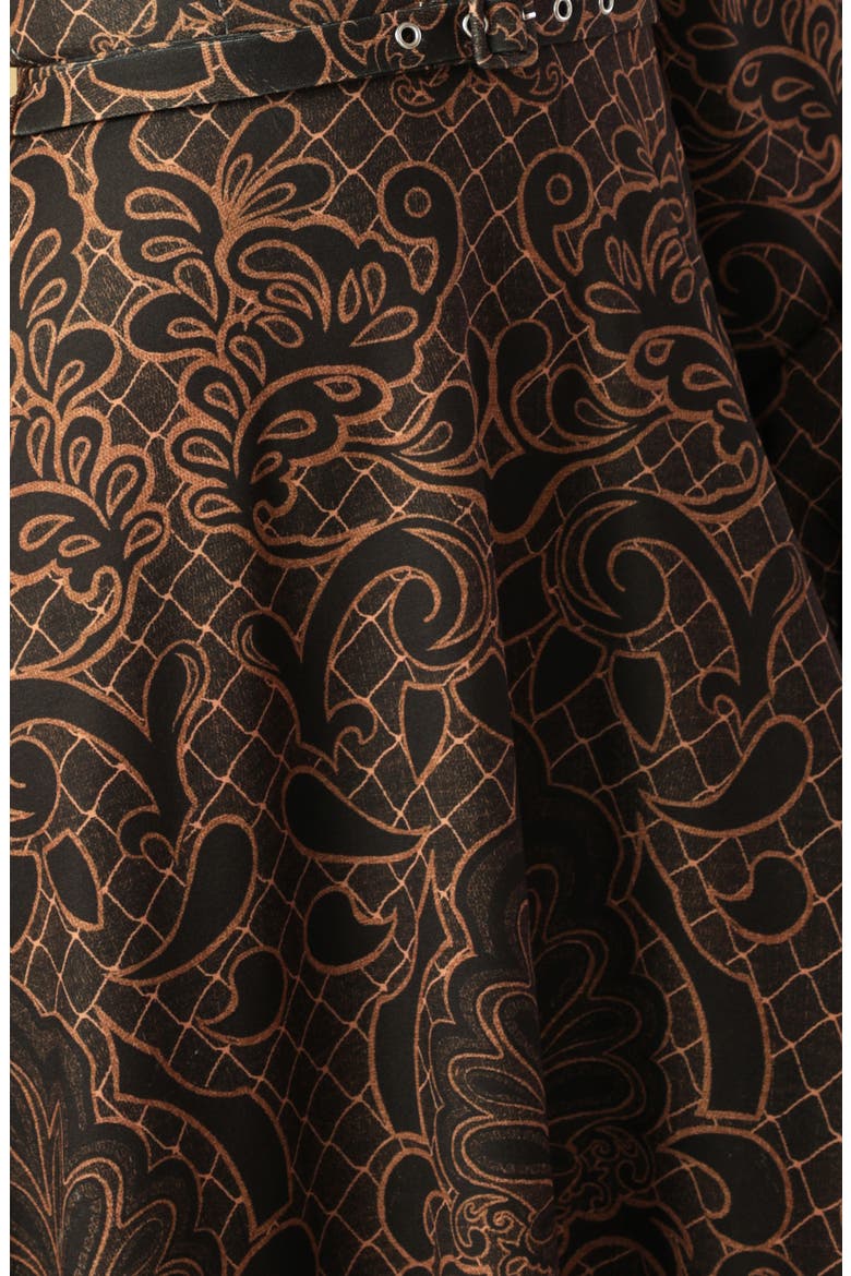 Long Sleeve Belted Midi Dress, Alternate, color, BROWN